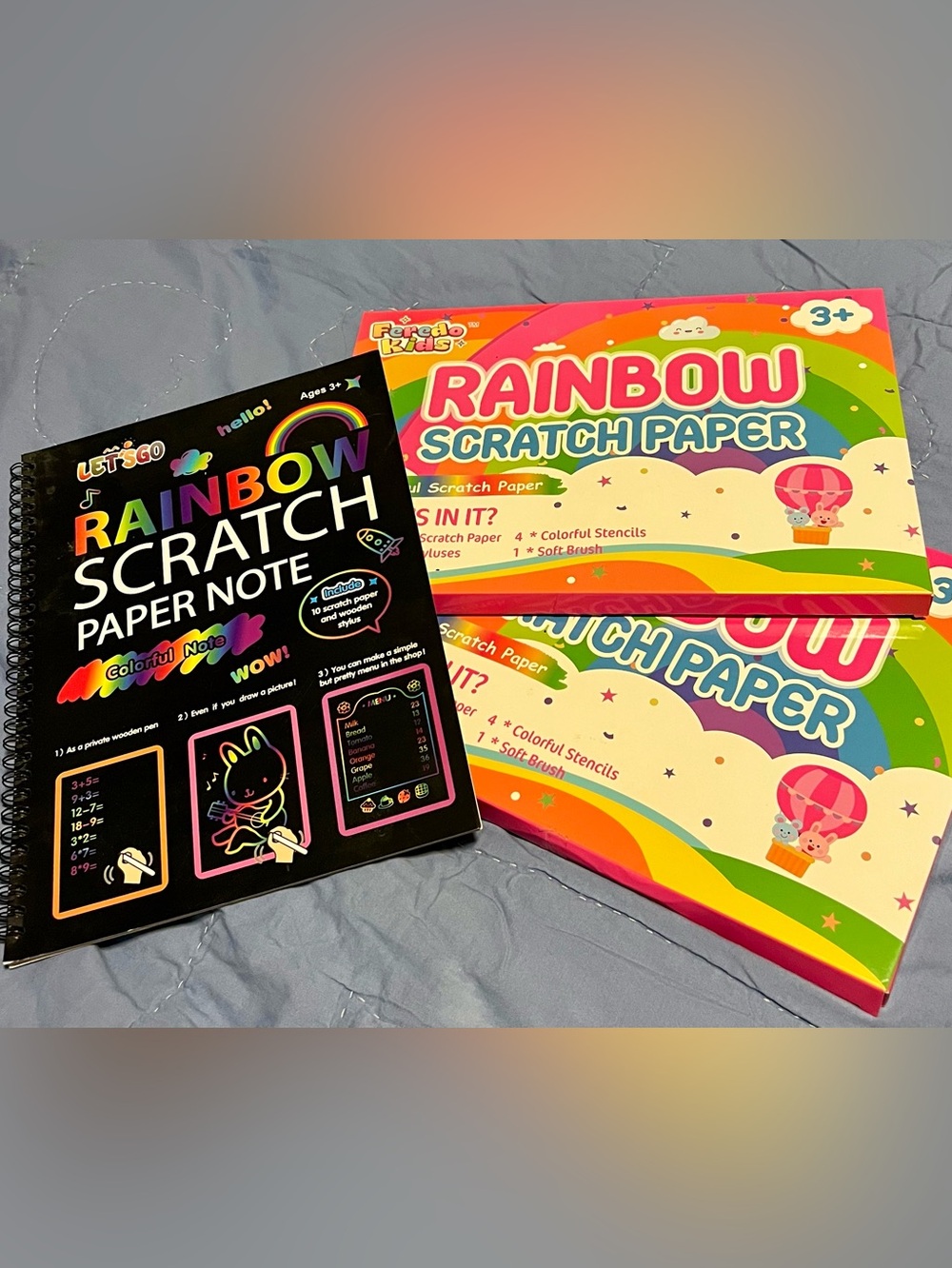 🌈 Set of 3 Rainbow Scratch Paper Note Pads 160 total pages 10 stylus